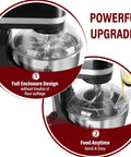Full Wrap-Around Pouring Shield For Stand Mixers 6-7 Qt, Stainless Steel Splatter Guard in use showing enclosure and feeding
