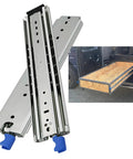 Heavy Duty Stainless Steel Drawer Slides With Reliable Locking Mechanism And 220Kg Weight Limit Full Extension Cabinet Rails, shown with extended drawer.