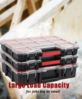 Heavy Duty Tools Organizer Box Set For Small Parts, Deep And Shallow Storage With Removable Inner Cups, Interlocking Lids