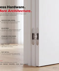 Sleek Concealed Door Hinges In Satin Nickel Finish Featuring A Zero Gap Flush Mount Design showing stainless steel and seamless installation.