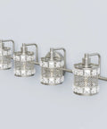Over Mirror Four Bulb Bathroom Vanity Light With Cylinder Crystal Shade Modern Wall Sconce front view