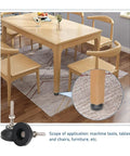 Heavy Duty Adjustable Leveling Feet For Furniture And Machinery Rust Proof Nylon Steel Glide Pads with Swivel Ball Base under a dining table.