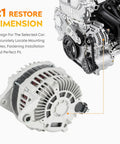 New High Output Beefed Up Alternator For V6 3.5L Rides Fits Altima 2007 To 2010 Murano 2009 To 2014 Maxima 2009 To 2010 Quest 2011 To 2017 Replacement Part 11341A 11341N 12864 2104255 shown with a car engine