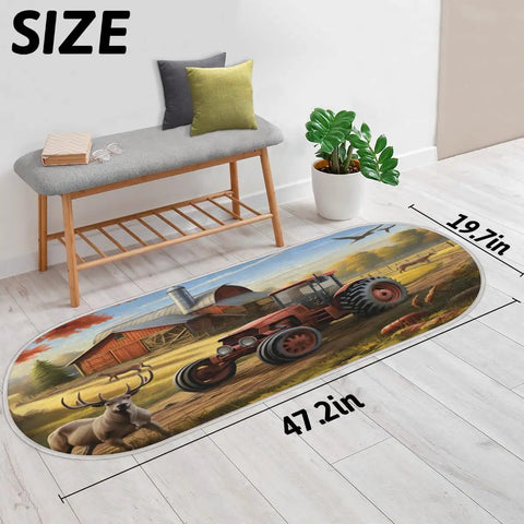 Ultra Plush Microfiber Bath Mat With Non Slip Grip Absorbent Oval Floor Rug for Bathroom Bedroom Kitchen or Laundry Machine Washable 47 by 20 Inches Soft Memory Foam Padding for Cozy Foot Friendly Comfort displayed in room with decor