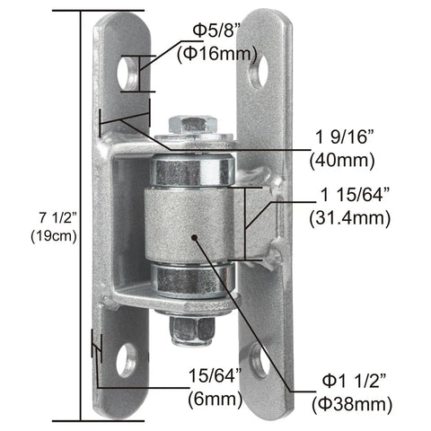 Heavy Duty Bolt On Sealed Bearing Gate Hinges For Outdoor Use Premium Pair That Handles Up To 1100 Lbs Per Pair Adjustable Yoke Pivot, 7 1/2 in hinge