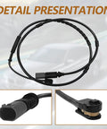 Front view: Dunviku rear brake pad wear sensor cable, black; BMW 228i/230i/320i/330e/335i compatible.