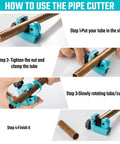 Mini Tubing Cutter For 1/8 To 3/4 Inch Tubing, Cuts Copper Aluminum Brass And Plastic With Replacement Wheel, Ultra Compact One-Hand Use in step-by-step usage guide