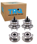 Front And Rear Wheel Bearing And Hub Assembly Set - 4 Piece Kit With 2 Front Hubs And 2 Rear Hubs Compatible With 2022 Toyota Corolla SE Japan Built VIN J Also Fits 2016-2022 Prius And 2017-2022 Prius Prime, shown with packaging.