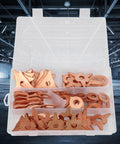 Dent Puller Ring Set For Auto Body Repair, 110 Piece Triangular And Round Pullers, Iron Copper Plated, Durable Sheet Metal Welding Kit For Car Body Panels And Bodywork in organizer box