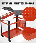 36 Inch By 24 Inch Heavy Duty Steel Welding Table Workbench With 600 Lb Capacity Portable Shop Bench On Wheels 161 Fixture Holes And 11 Hooks Double Shelf For Garage Workshop And Fabrication