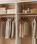 Heavy Duty Wooden Hangers With Clips 24 Pack Premium Walnut Wood Hangers With Adjustable Clips in organized closet