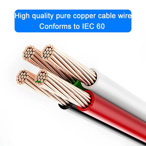 High quality pure copper cable wires, conforms to IEC 60, featuring red and white insulation