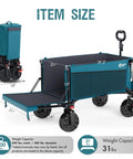 300L Heavy Duty Foldable Wagon With Tailgate And All Terrain Wheels, 550Lb Load Capacity, shown in folded and unfolded views