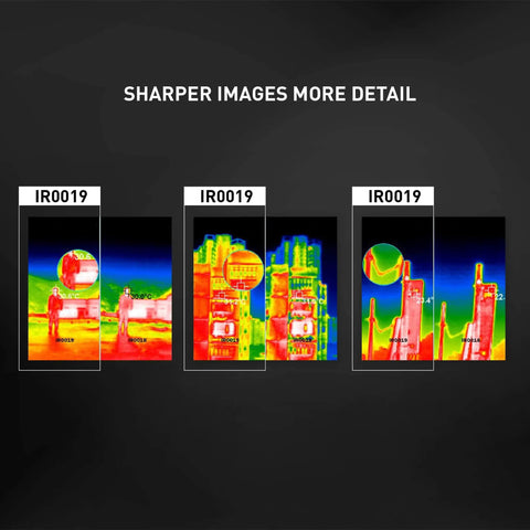 Infrared Thermal Imager And Visible Light Camera With 76,800 Pixel Resolution comparing thermal images of outdoor scenes.
