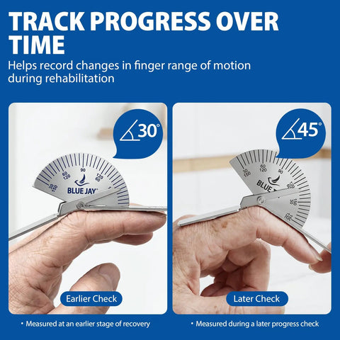 Handy Stainless Steel Finger Goniometer Protractor For Occupational Therapy, Precise 30 To 150 Degree Joint Range Tool, Durable Metal Orthopedic Device To Track Flexibility And Rehab Progress, earlier and later check