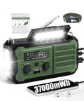 Emergency Hand Crank Solar Radio With 10000mAh Battery And 37000mWh Power Bank, NOAA AM FM Weather Radio, Three Charging Modes