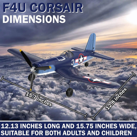 4 Channel RC Plane Ready To Fly Aerobatic Aircraft For Beginners With Easy Control And Stable Flight F4U Corsair Style dimensions
