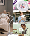 Super Bright 2,200 Lumens LED Magnifying Glass With Light And Stand, Floor Lamp in use for embroidery, crafting, reading, sewing