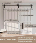 Diagram of Bypass Sliding Barn Door Hardware Kit, Single Track System, Carbon Steel, Frosted Black Finish, Easy Install, Heavy Duty