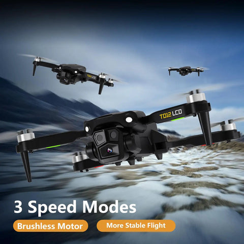 Foldable Quadcopter With LCD Screen Remote Control And Camera Brushless Motors Real Time Transmission WiFi Drone flying outdoors