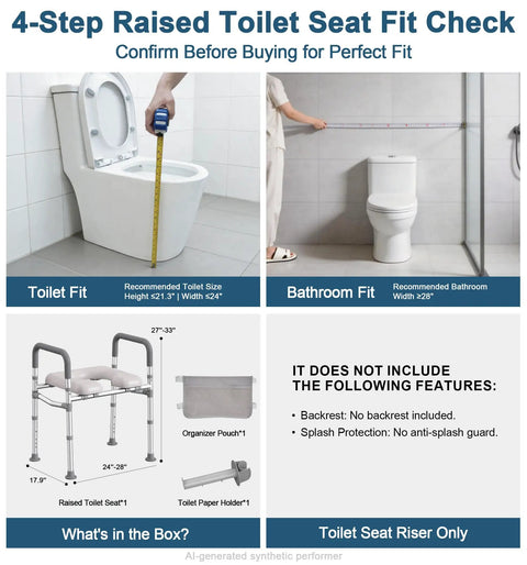 Heavy Duty Aluminum Raised Toilet Seat Riser For Seniors Featuring Dual Crossbar Handles Solid As Rock Four Leg Base Supports Up To 400 Pounds Hassle Free Bathroom Mobility Support Tool