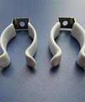 Close-up of 24 Pack T8 U Clip Holder Brackets for 8ft LED Fluorescent Tubes, stainless steel and plastic finish, no screw needed