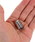 100 Pcs Stainless Steel Hose Couplings For Hydraulic Crimp Sleeve Heavy Duty High Pressure Resistant Metal Ferrules Built For Long Lasting Performance And Corrosion Free Operations Ideal For Industrial Machinery Maintenance Tasks Perfect For Jobsites. Stainless steel hose coupling ferrule shown in hand