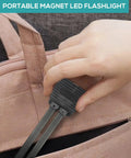 Portable Gym Lighting For Posing And On The Go Magnetic Foldable LED Work Light With USB Rechargeable Battery being placed in bag