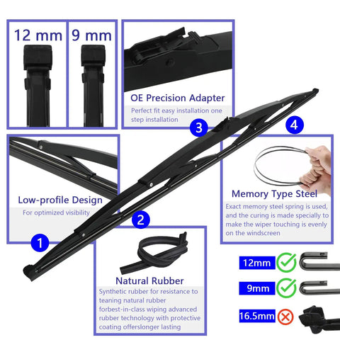 No Sweat Prep 32 Inch RV Windshield Wiper Blade Pair Crafted Tough For Motorhomes with quick release j hook features.