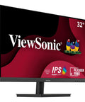 32 Inch IPS Monitor With Full HD 1080p, Thin Bezel Design, Built In Speakers, HDMI And VGA, Flicker Free Eye Care, on stand