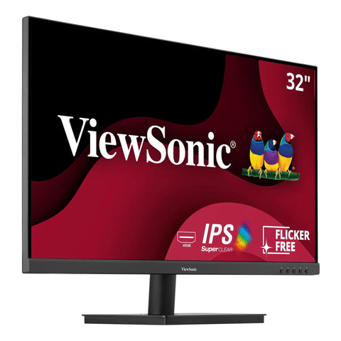 32 Inch IPS Monitor With Full HD 1080p, Thin Bezel Design, Built In Speakers, HDMI And VGA, Flicker Free Eye Care, on stand