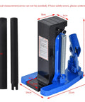 Smooth Operator Manual Hydraulic Claw Jack With 5 Ton Top Lift Plus 2.5 Ton Hook Capacity For Heavy Duty Auto Repair and Undercarriage Work Any Day with detailed measurements.
