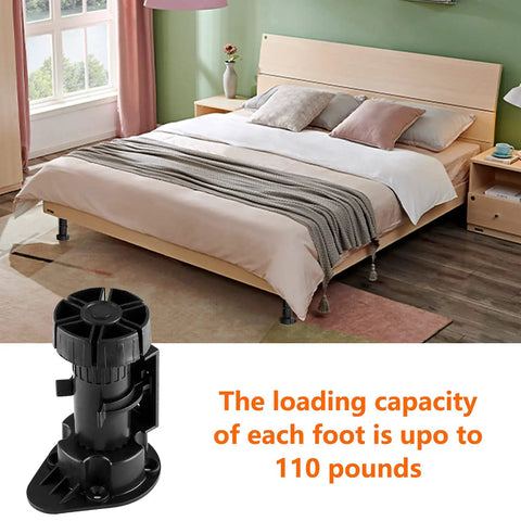 Bedroom furniture with 12 Pack Black Cabinet Leveler Legs For Furniture Adjustable Feet For Sofa Couch Chair And Cabinets Elevates From Approximately 3.8 Inches To 5 Inches Easy Replacement.