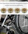 Wheelchair Front Fork Bearings Kit Four Piece Set For Walker Fork Stem Bearings And Front Wheel Maintenance visible on wheelchair.