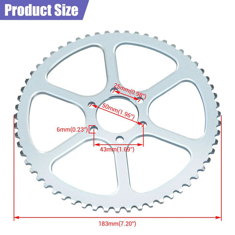 60 Tooth Sprocket For 35 Chain Ride Ready Heavy Duty Fits Coleman Mini Bike CT100U CC100X Baja DB30 detailed size view