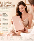 Woman receiving Wireless Face Massager With 8 Roller 3D Face Roller LED Light Therapy Massager gift box from man
