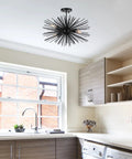Black 20 Inch Sputnik Ceiling Light Fixture Over Table Four Lights Starburst Chandelier Modern Solid Metal Semi Flush Mount With E12 Base For Bedroom Kitchen Hallway Laundry Room in kitchen