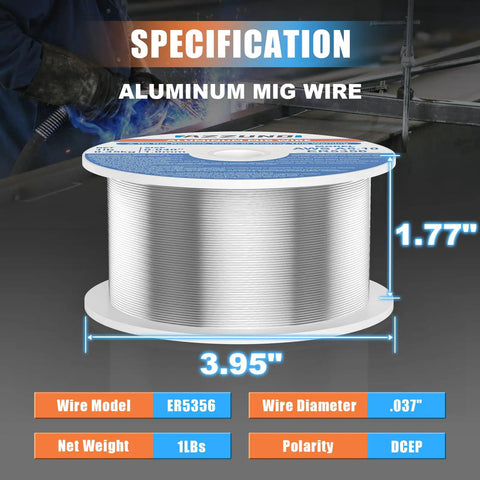 ER5356 Aluminum MIG Welding Wire 0.040 Inch 1 Pound 1 Pack Pro Grade Magnesium Aluminum Alloy With Specifications