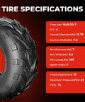 All Terrain Mud ATV UTV Tires 16x8-7 Set Of 2 Tubeless 4 Ply With Directional Tread, tire specifications displayed.