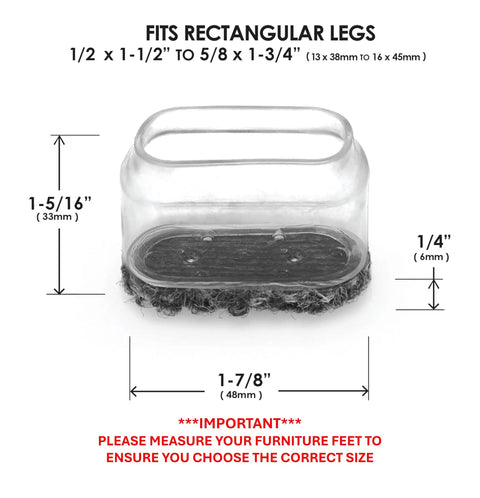 Hella Durable Marine Grade Berber Furniture Slider Socks With Uv Shielded Clear Sheath For Medium Rectangular Legs 8 Pack dimensions and fit guide