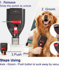 Dog Hair Vacuum Attachment For Vacuum Cleaners Pet Grooming Tool With Extension Hose And Adapter demonstration on dog