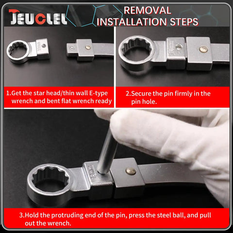 Universal 15 Piece Idler Belt Tensioner Removal Tool Kit For Tight Engine Bays Includes 12 Point 12 19 Mm Wrenches Instructions