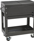 28 Inch Two Drawer Tool Cart with Locking Top and Smooth Rolling Ball Bearing Slides, 350 Pound Capacity, shown from side view