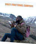 Person holding Portable Orienteering Compass With Ruler And Mirror High Accuracy Hiking Map Tool for trails and adventures.
