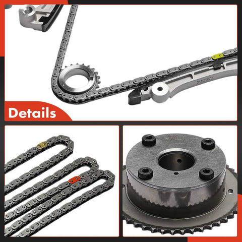 Close-up of Engine Timing Chain Kit With VVT Sprocket 19 Piece For Ford Lincoln Mercury 3.5L V6, showing chains and sprocket details.
