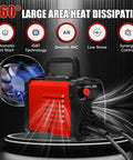 Portable 200A Arc Welder for Home and Workshop with 110V IGBT inverter, showcasing fan and heat dissipation features, digital display visible.