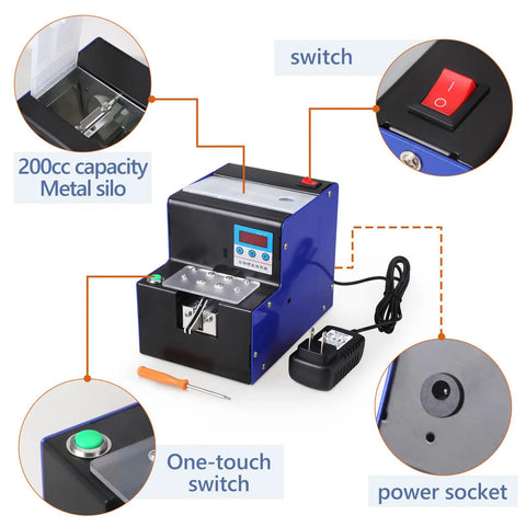 Heavy Duty Automatic Screw Feeder And Counting Machine With Digital Display For M1.0 To M5.0 Screws showing controls and metal silo.