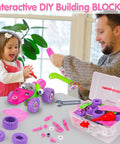 Pink Kid Friendly Education Building Set For Girls Ages 4 To 10 With 14 Ways To Play Build Cars Planes Robots And More Educational