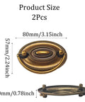 Antique Cabinet Ring Pulls Set Of 2, showing product size 80x57x20 mm, vintage drop drawer handles, classic decorative hardware knobs