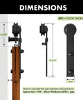Black Rustic Non Bypass Sliding Barn Door Hardware Kit For Double Doors 7.5 Ft dimensions diagram with straight rollers